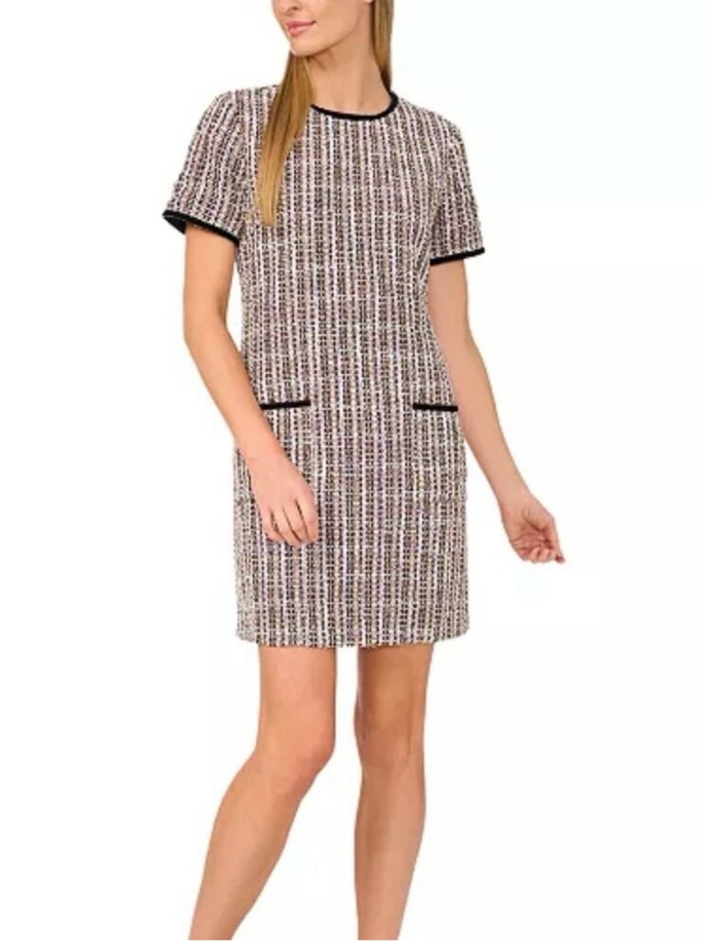 CeCe Time To Shine Rich Black Pink Gold Tweed Dress Size 6